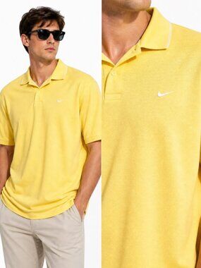 Nike Golf Yellow Polo Shirt Cotton Golfcore Casual XL NWT